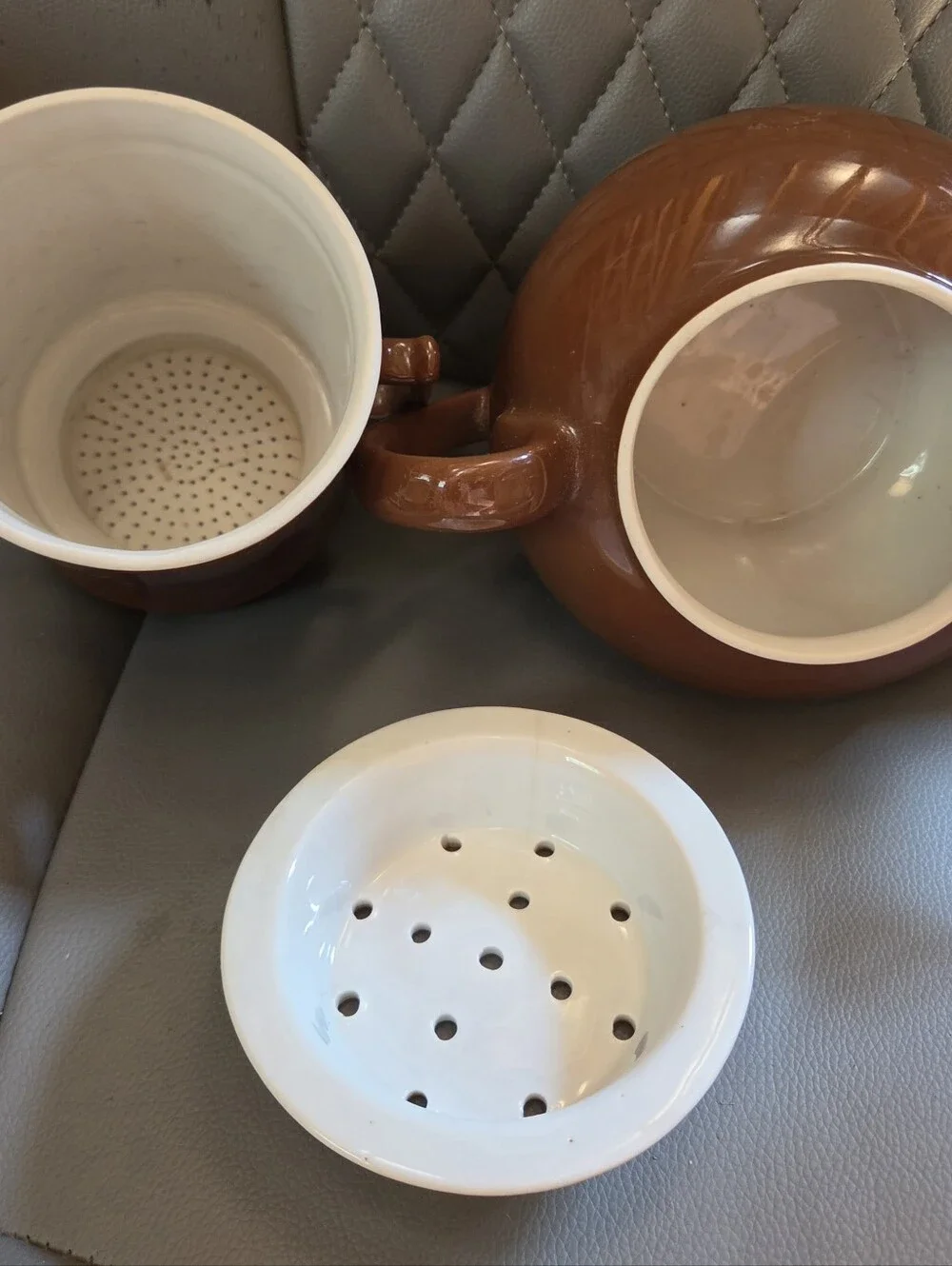 Vtg Hall China Brown French Drip Coffee Pot Set